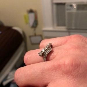 Silver and diamond ring